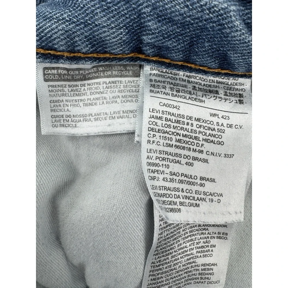 Levi's 514 Size 40x32 Blue Denim Jeans‎ Regular Straight Leg Distressed Red Tab